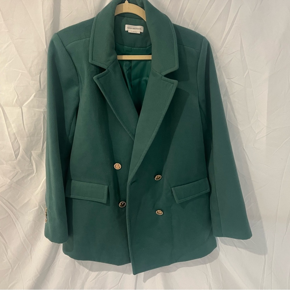 Double-Breasted Green Blazer Peacoat